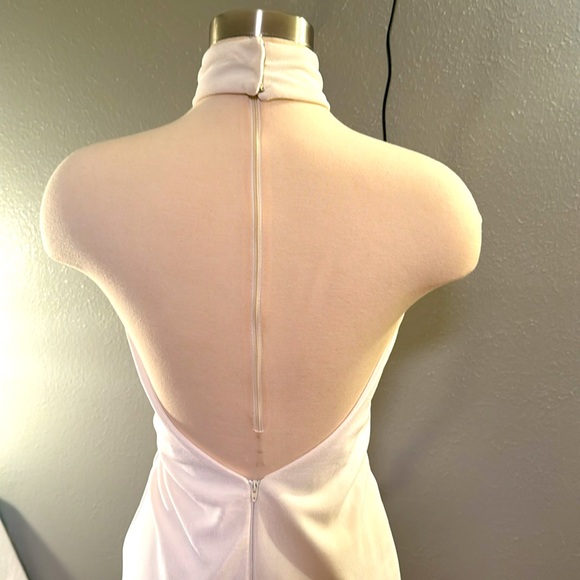 Vintage halter cream formal Mardi Gras gown with gold beading - Picture 5 of 8